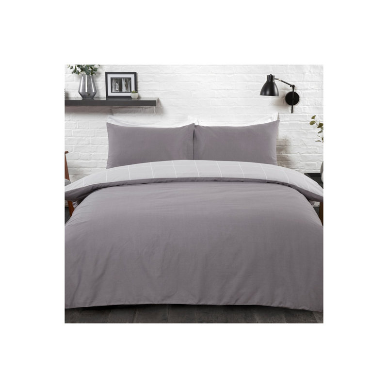 Polyester Chequered Duvet Cover Set with Pillowcases Included, Double - 2 Standard Pillowcases