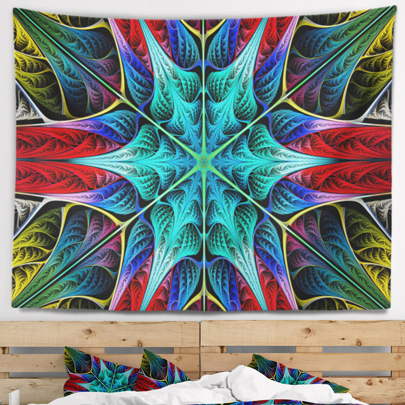 Tapisserie de couches fleur lumineuses abstraites, H 32 po x l 39 po