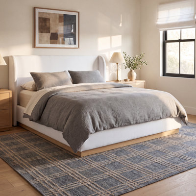 Linen Upholstered Wingback Bed