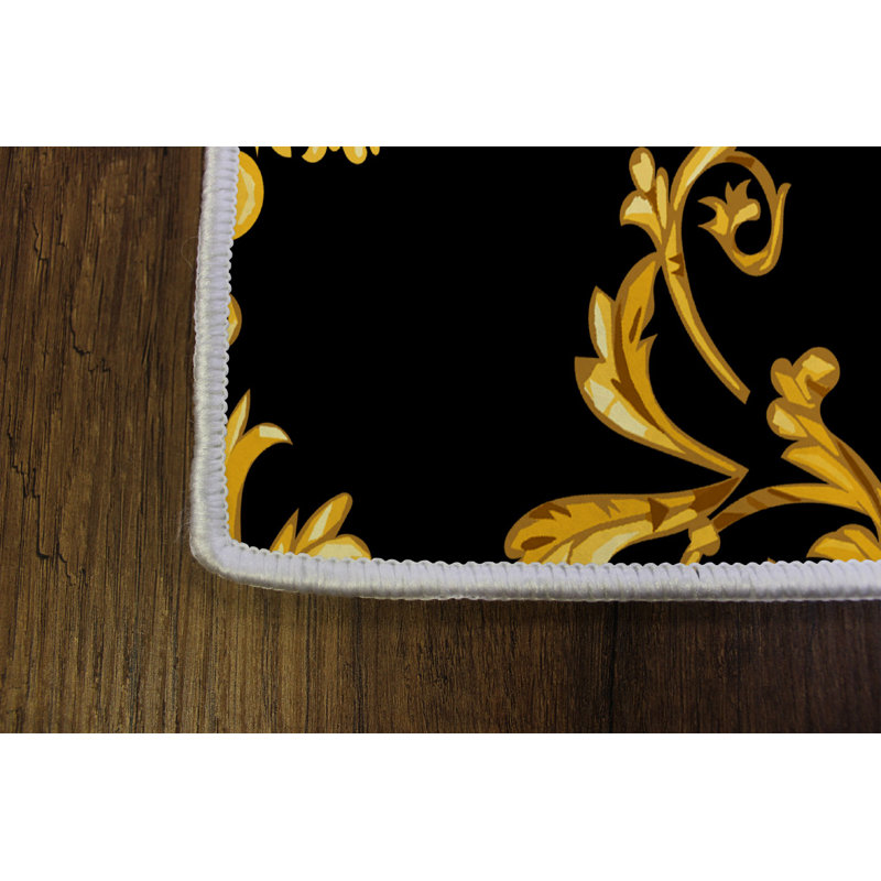 Elegant Hall Carpet, 3D Digital Print Design, 3.9 x 4.9 ft | 100% Polyester, Antibacterial, Non-Slip PVC Dot Underside, Pile Height: 0.04 in, Machine Washable, Perfect for Living Room & Entryway Decor