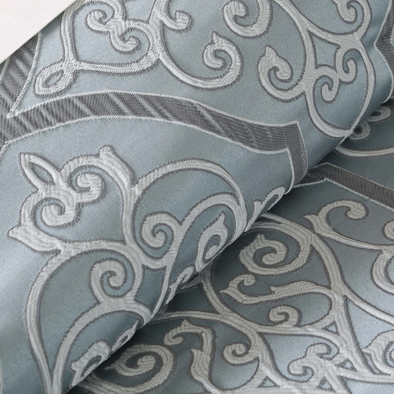 Lavine Blue 12-Piece King Comforter Set with 100% Cotton Bed Sheets, King Comforter + 11 Additional Pieces, Blue