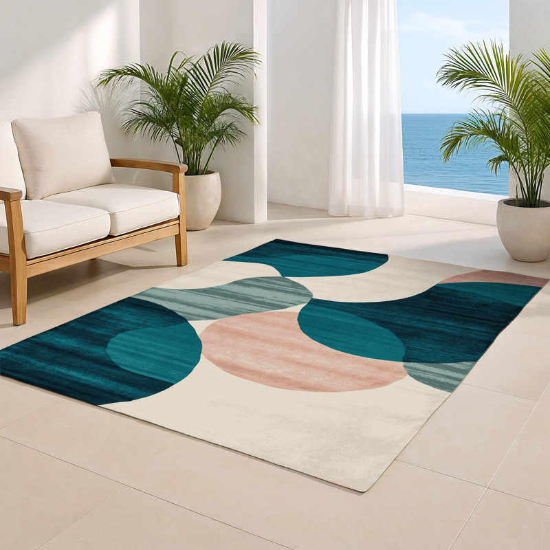 Tapis intérieur et extérieur beige Watercolor, Rectangulaire 2 pi x 3 pi