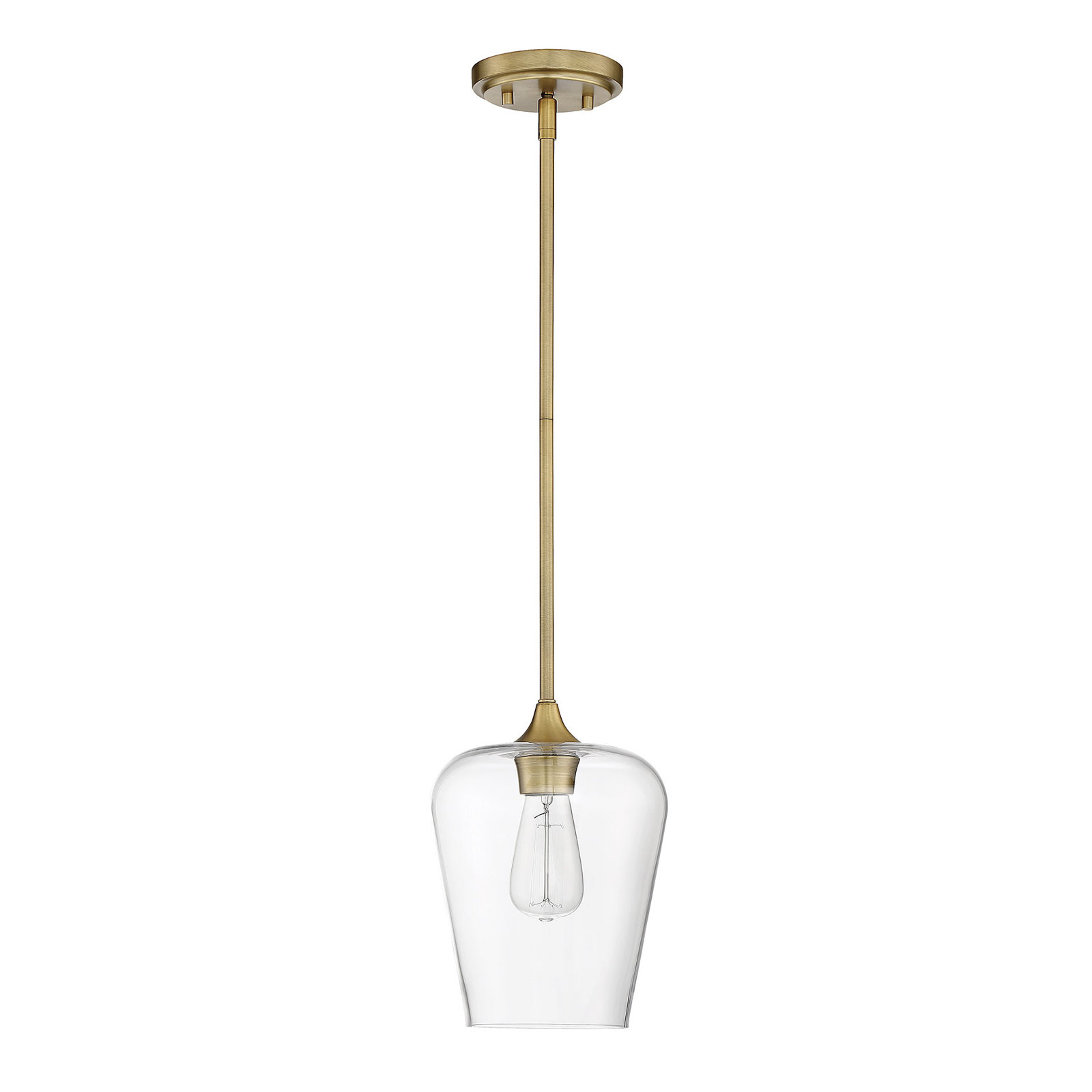 Breena Dimmable Single Light Pendant, Clear, Warm Brass
