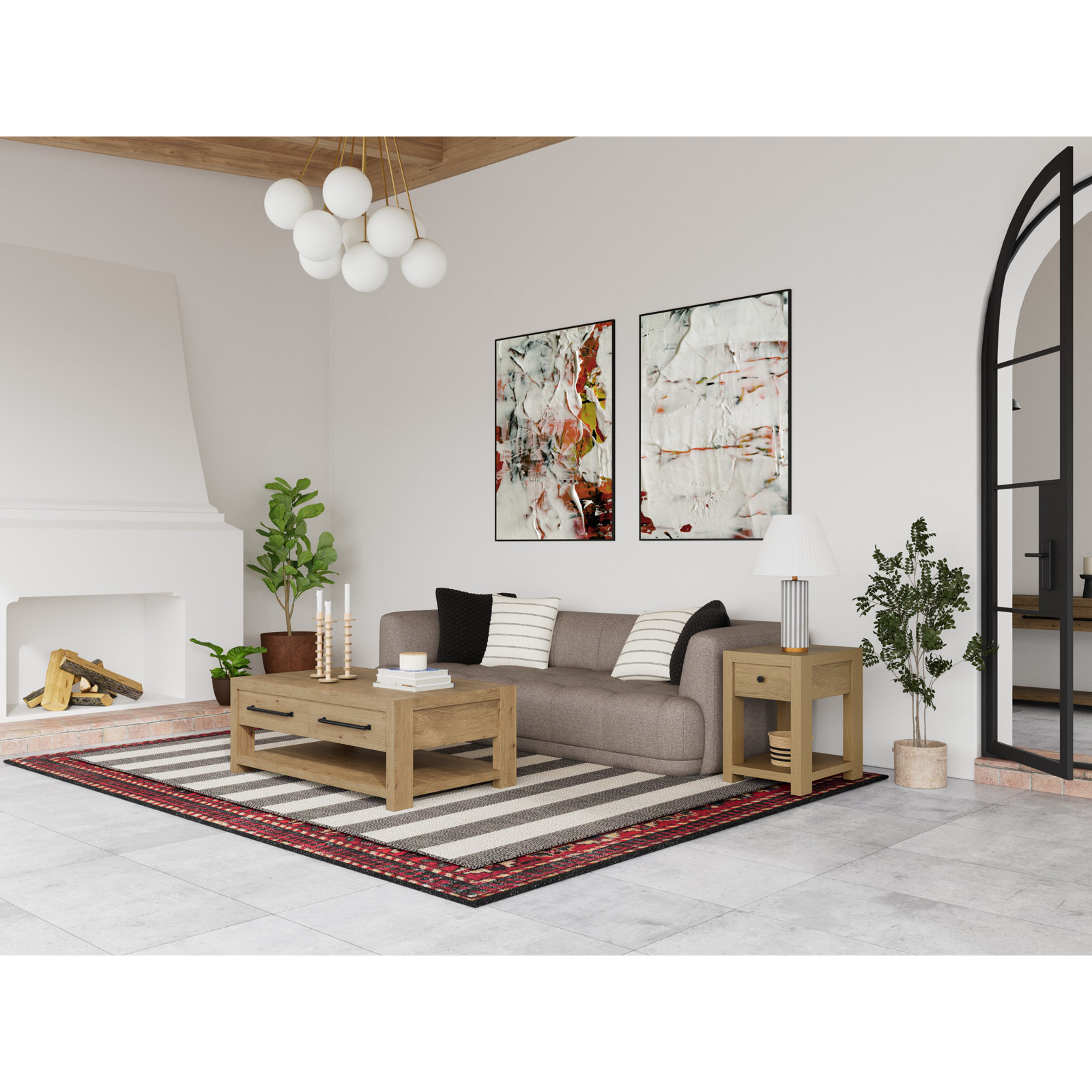 Light Oak Living Room Table Set