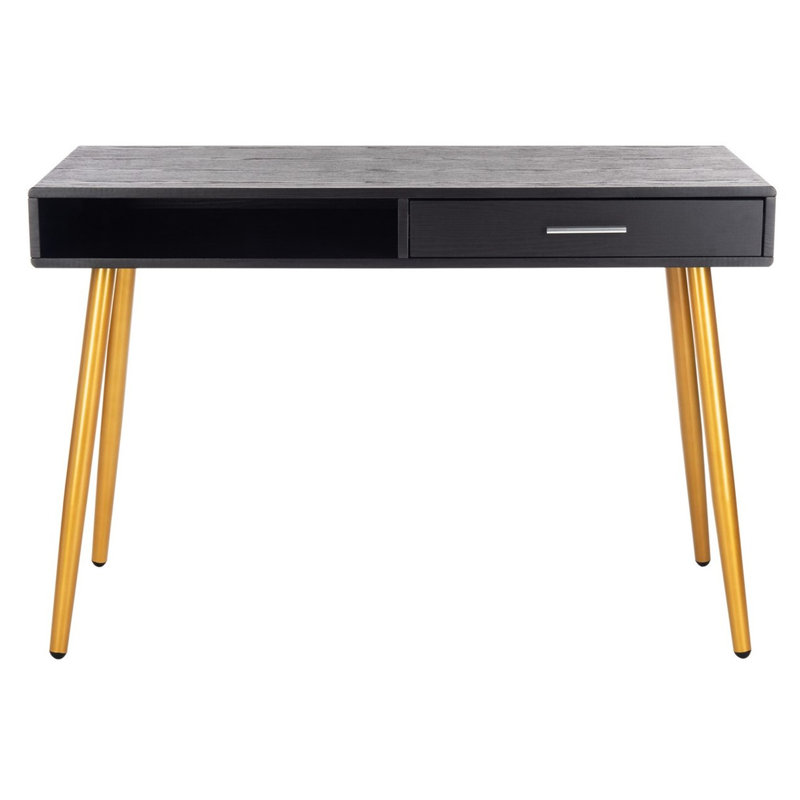 Saxatil Metal Base Writing Desk, Black/Gold