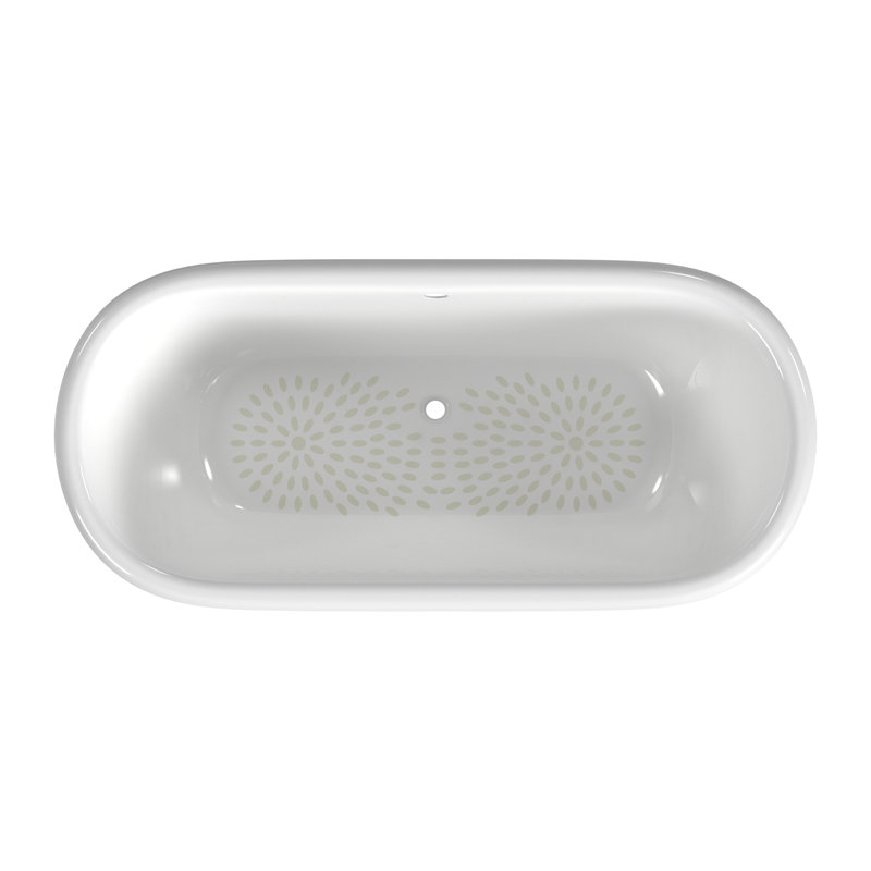 Carlton 70'' L Soaking Bathtub, Polished Nickel, White Interior with White Exterior