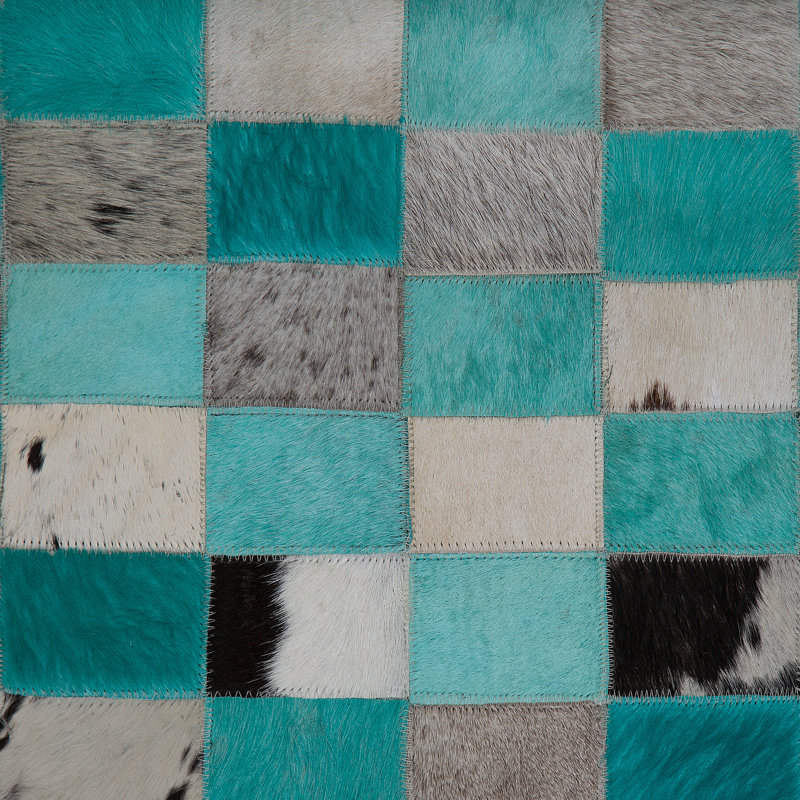 Burkeville Geometric Leather Area Rug, Rectangle: 140 x 200cm
