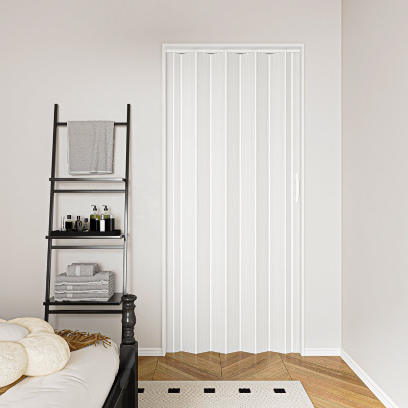 Porte accordéon 80 po à panneaux en PVC / vinyle, 36" x 80", Blanc