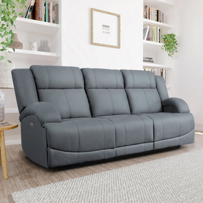 Herriman 81.5" W Padded Arm Microfiber Push Button Reclining Sofa