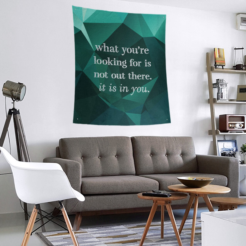 Tapisserie quote-pierre en faux-faux-citation en polyester, H 80 po x l 68 po, Émeraude