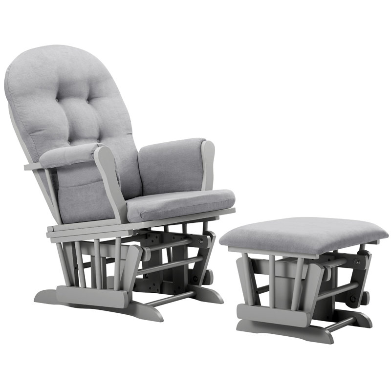 Fauteuil oscillant et repose-pieds Goslinga, Gris / Gris