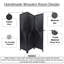 Paravent 3 panneaux pliable Cava, conception Sunburst, bois de manguier noir, H 72 po