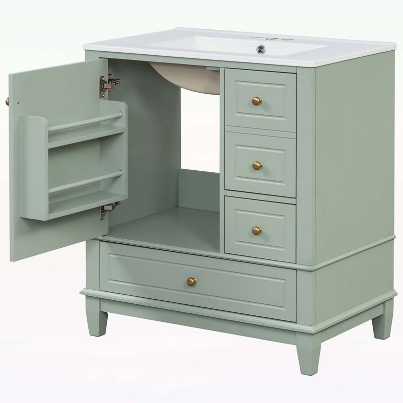 30" Bathroom Vanity with Sink, Light Green