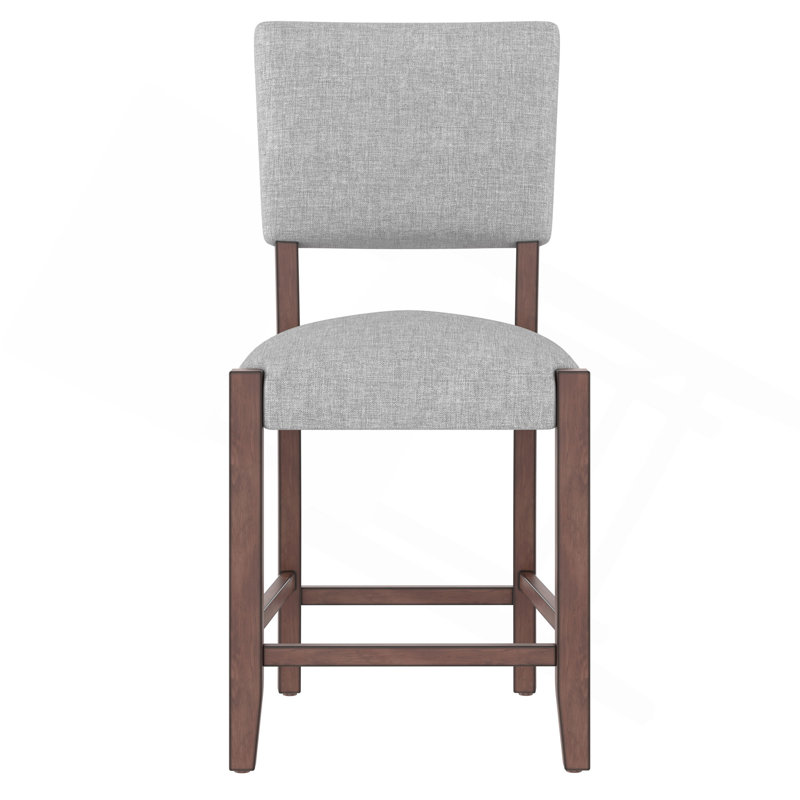 Ensemble de 4 tabourets de bar de style Mid-Century de 40,4 po avec dossier, tabourets de bar rembourrés en lin avec pieds en bois massif pour la salle à manger de l'îlot de cuisine