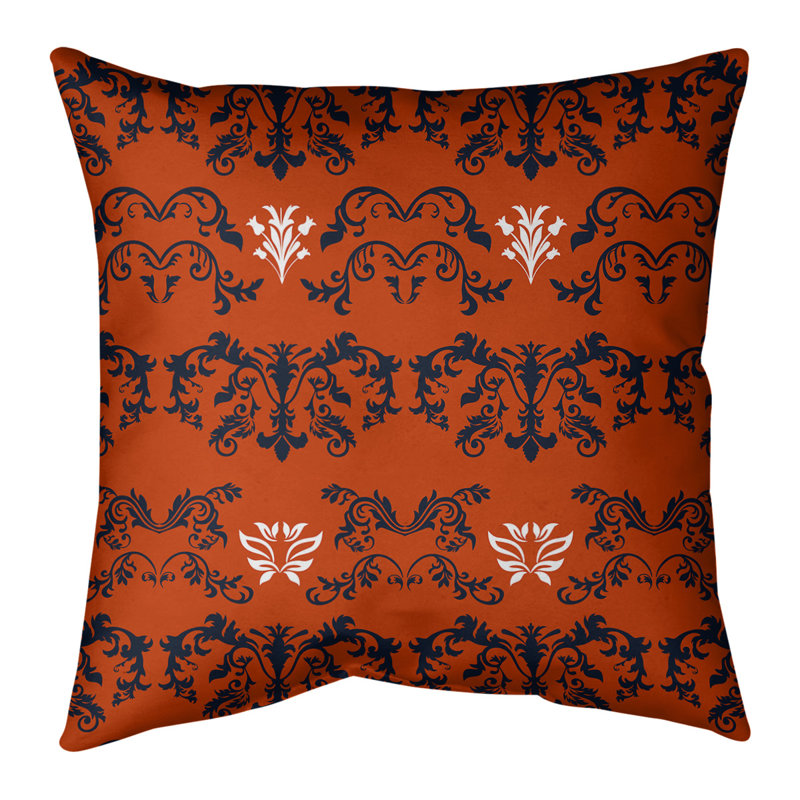 Housse de coussin Chicago Football Baroque, 26 po x 26 po, Orange / marine / blanc, Simili daim