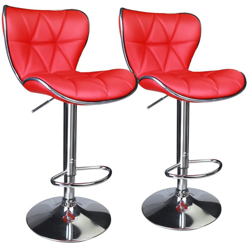 Tabouret de comptoir pivotant à hauteur réglable 32,5 po Anjolee avec structure en métal, Rouge