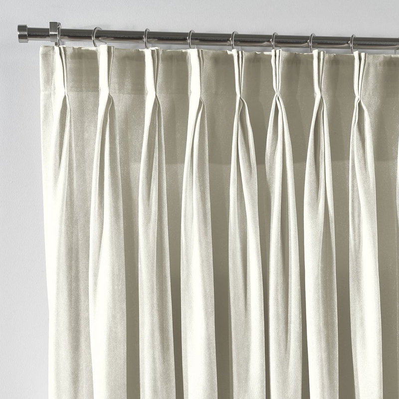 Velvet Semi-shee Single Curtain Panel, 65cm Width x 475cm Drop, Light Cream