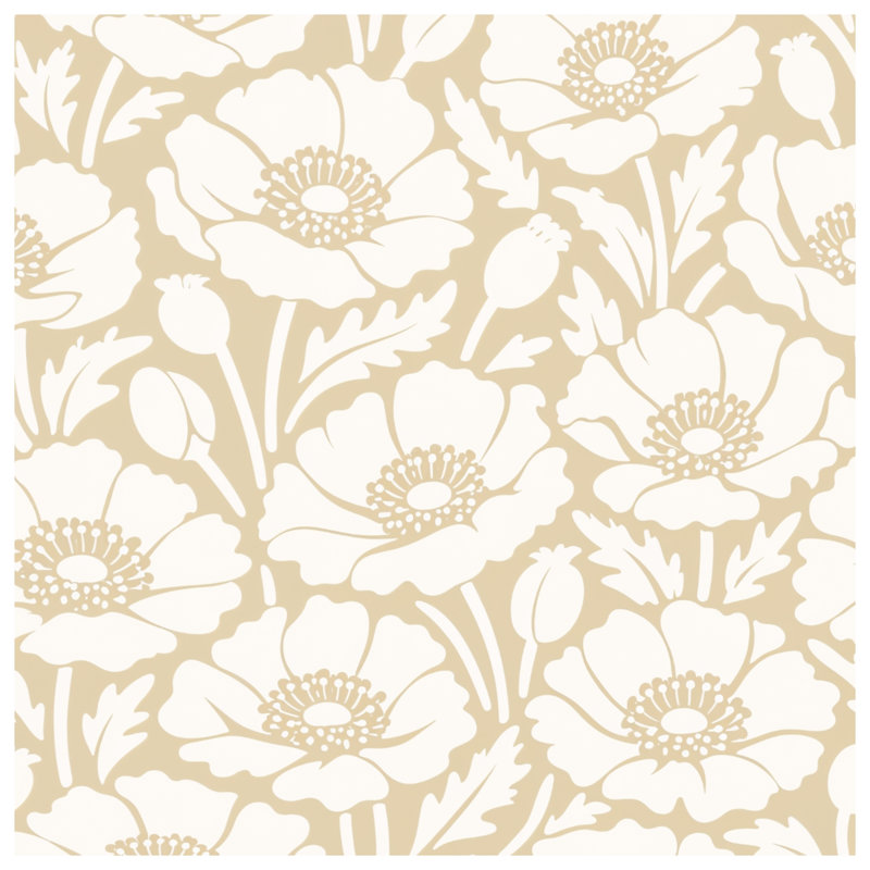 Couvertures blanches à fond beige coquelicots, 60in W x 80in H