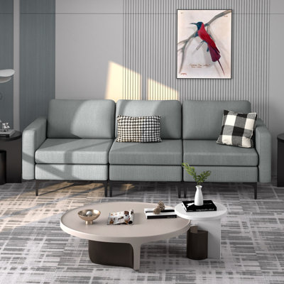 Brackney 94.5" Linen Blend Square Arm Modular Sofa by Orren Ellis