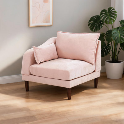Chaise d'appoint rembourrée à un accoudoir, finition tissu rose, sièges modulaires contemporains pour le salon