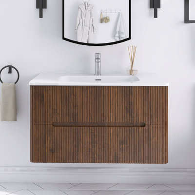 Meuble-lavabo simple 36 po avec comptoir intégré en céramique 36 po