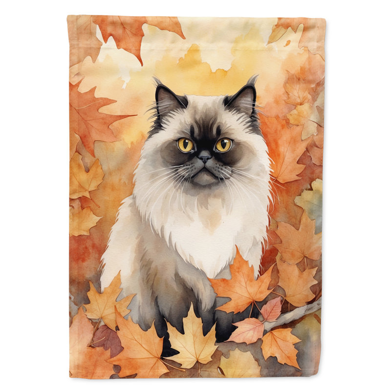 Chat en feuilles d'automne drapeau de jardin, Himalayen