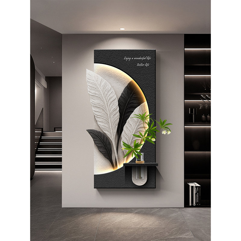 Décoration de hall d'entrée hydroponique à DEL noir et gris gris, H 55,12 po x l 27,56 po x P 1,18 po