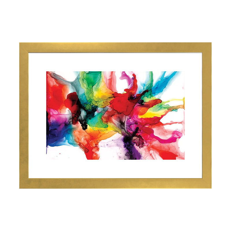 « Jeweltone Prism II » par Jennifer Goldberger-impression, H 24 po x l 32 po x P 1 po, Papier encadré doré