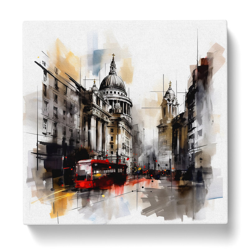 City Of London Gestural No.4 - No Frame Print, 50cm H x 50cm W x 3cm D