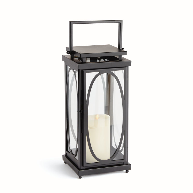 Jace Lantern, 18" H x 8" W x 8" D, Black