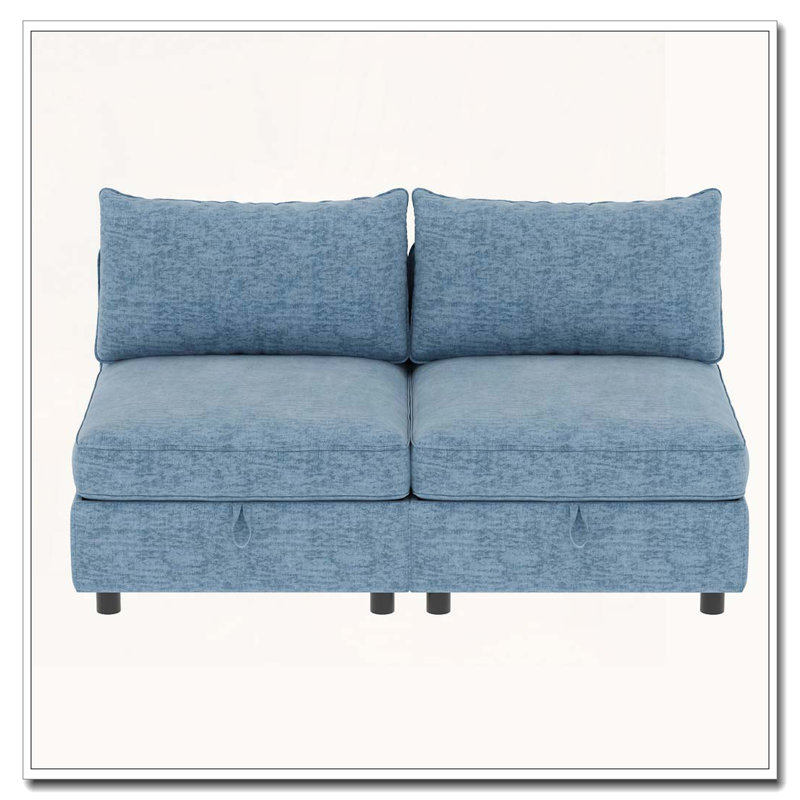 Siège sans accoudoirs pour canapé modulaire modulaire, Bleu antique