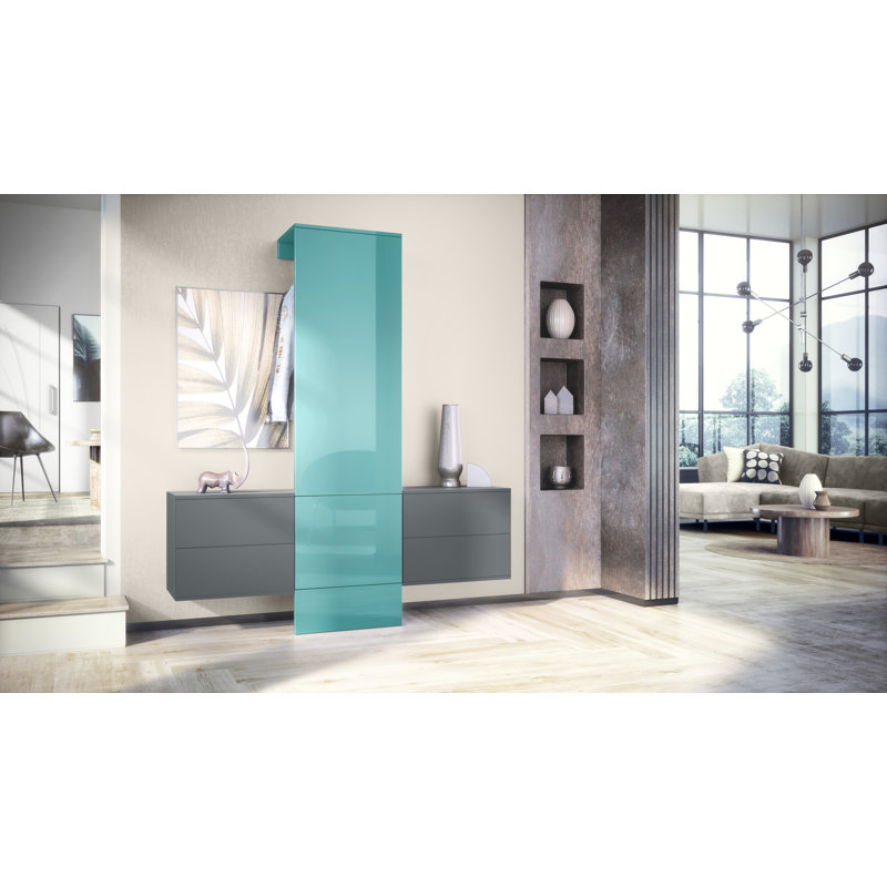Chappa Hall Tree 157cm Wide, High-gloss petrol