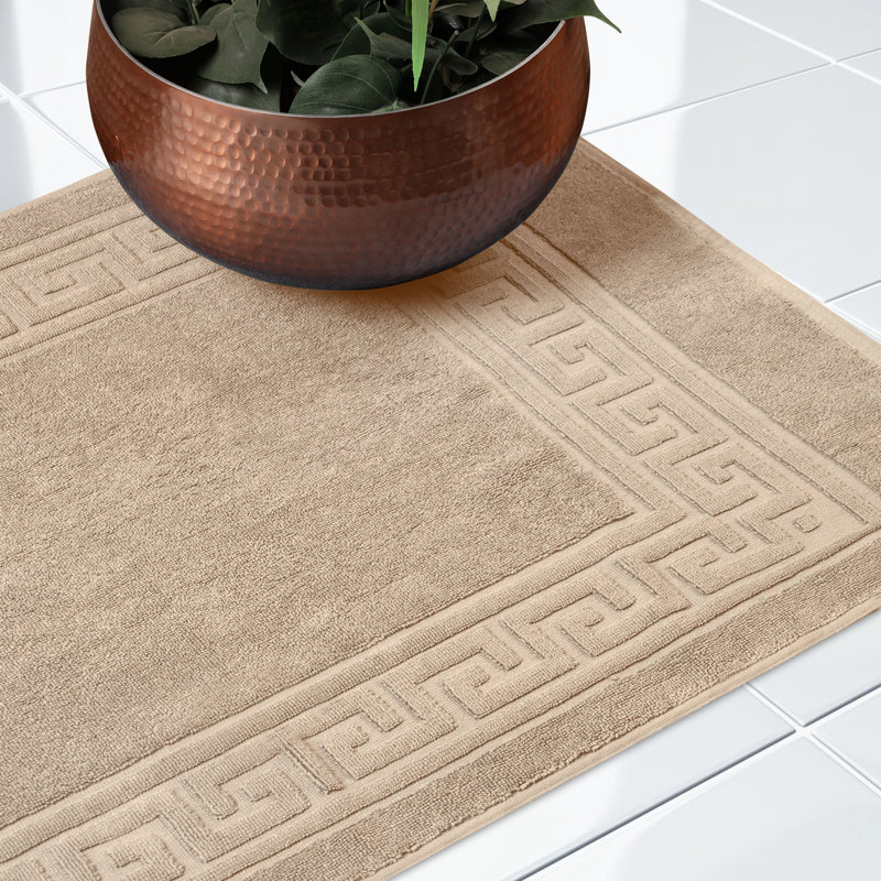 Ensemble de tapis de bain à bordure réversible 100% coton Subra, Taupe