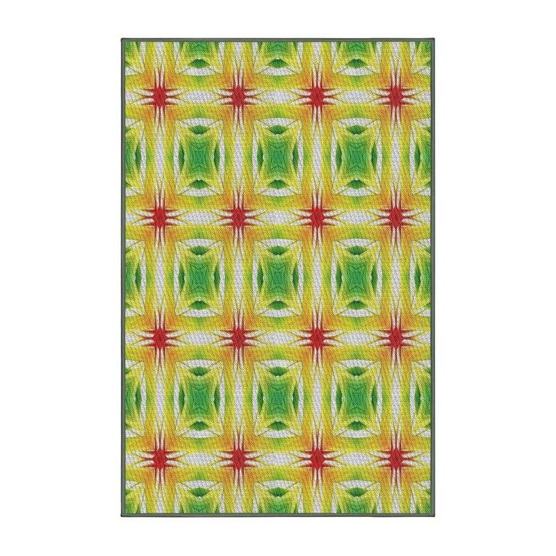Tapis jaune / vert / rouge Power Loom, Rectangle 3 pi x 5 pi