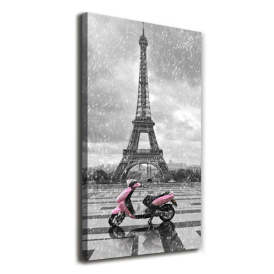 Eiffel Tower Scooter - Wrapped Canvas Print