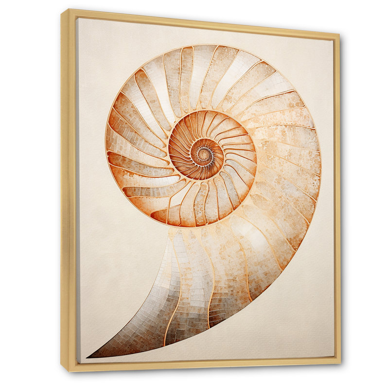 «Copper Curves Nautilus Spiral I» sur toile, H 40 po x l 30 po x P 1,5 po, Cadre naturel flottant