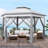 13 Ft. W x 11 Ft. D  Slolar Powered Metal Patio Gazebo with Sidewalls-110743369