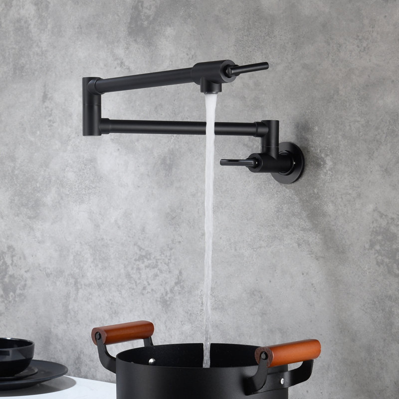 Robinet remplisseur de pot mural, Noir mat