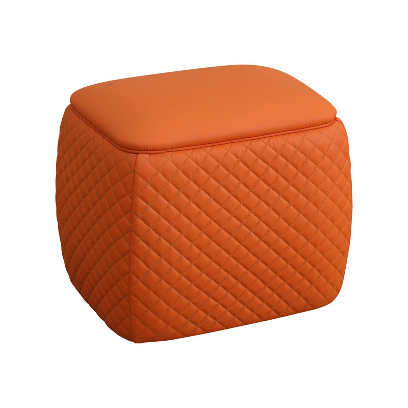 Halldin Upholstered Ottoman, Orange Faux Leather incorrect