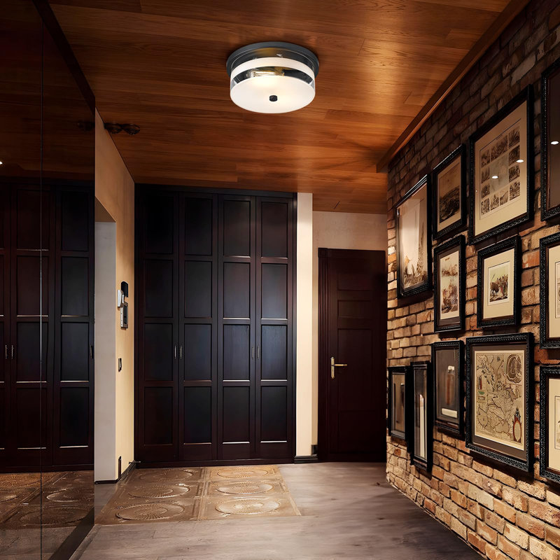 Flush Mount Ceiling Light with Frosted Glass Shade