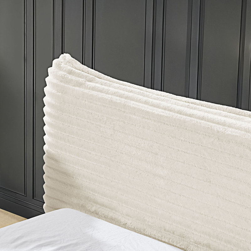 Lit plateforme tapissier, Beige