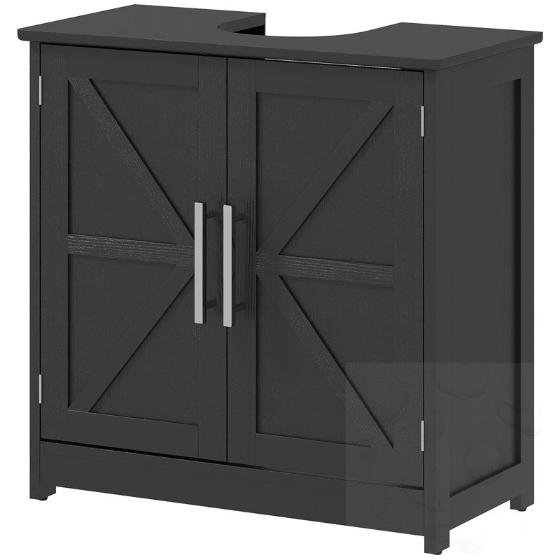 Bathroom Storage Cabinet With 2 Doors And Adjustable Shelf (Without Washbasin), Black