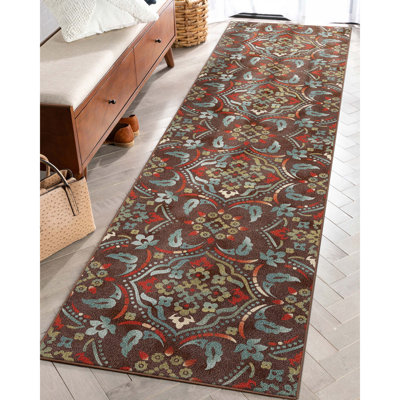 Gioanna Florence Brown Traditional Floral Flatweave Brown Area Rug