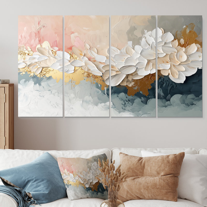 «White Brushstroke Abstract Paint II - Abstract Collages», art mural sur toile, H 32 po x l 64 po