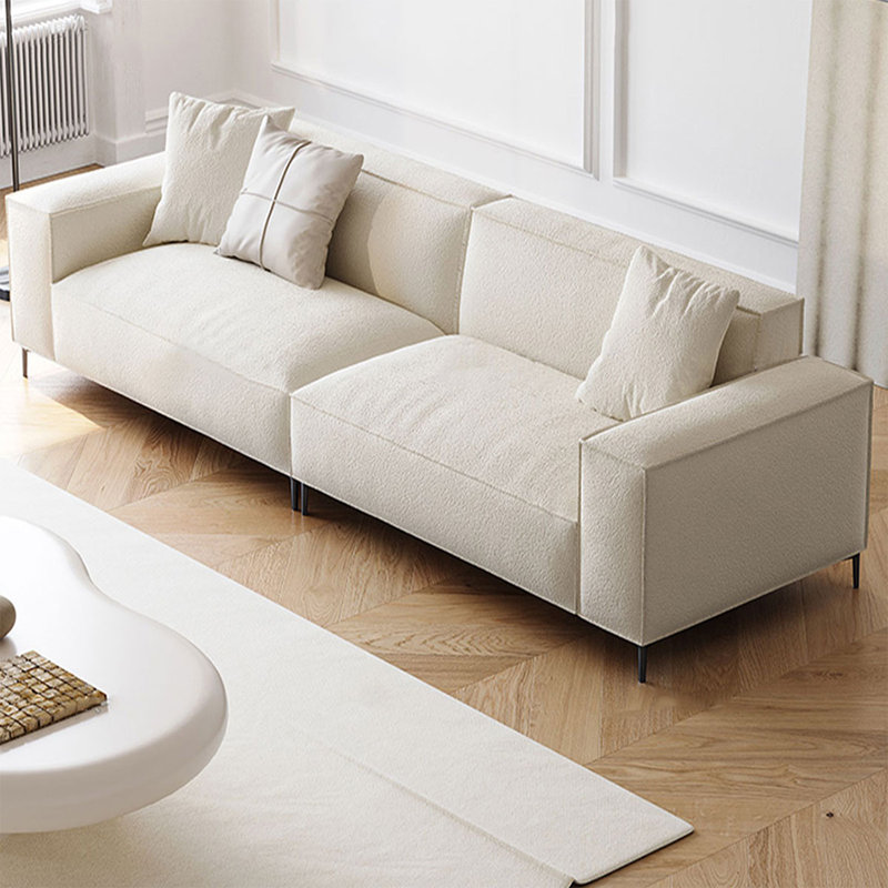 Canapé modulaire en velours blanc, 28.35" H x 94.49" W x 37.4" D
