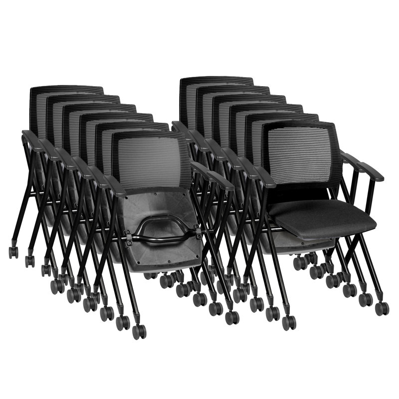 Fauteuil gigogne à dossier haut et dossier rembourré Regency Pulse (paquet de 12) - noir, Noir