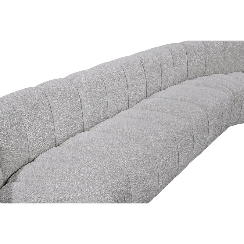 Canapé et méridienne rembourrés Kiriakos, Tissu gris bouclé