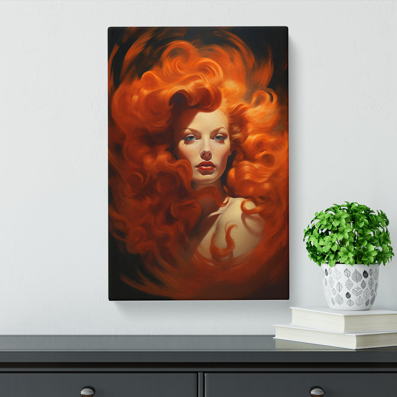 Red Headed Woman Surrealism - No Frame Print, 50cm H x 35cm W x 3cm D