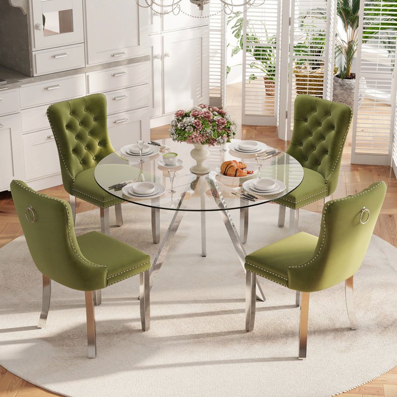 Table de salle à manger ronde pour 4, H 30 po x l 39 po x P 39 po, Vert olive