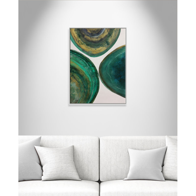Agates 1, cadre flottant, peinture sur toile, Cadre blanc, H 40 po x l 30 po x P 2 po